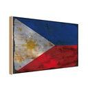 Holzschild 12x18 cm Philippinen Philippines Rost Flagge Fahne Wappen