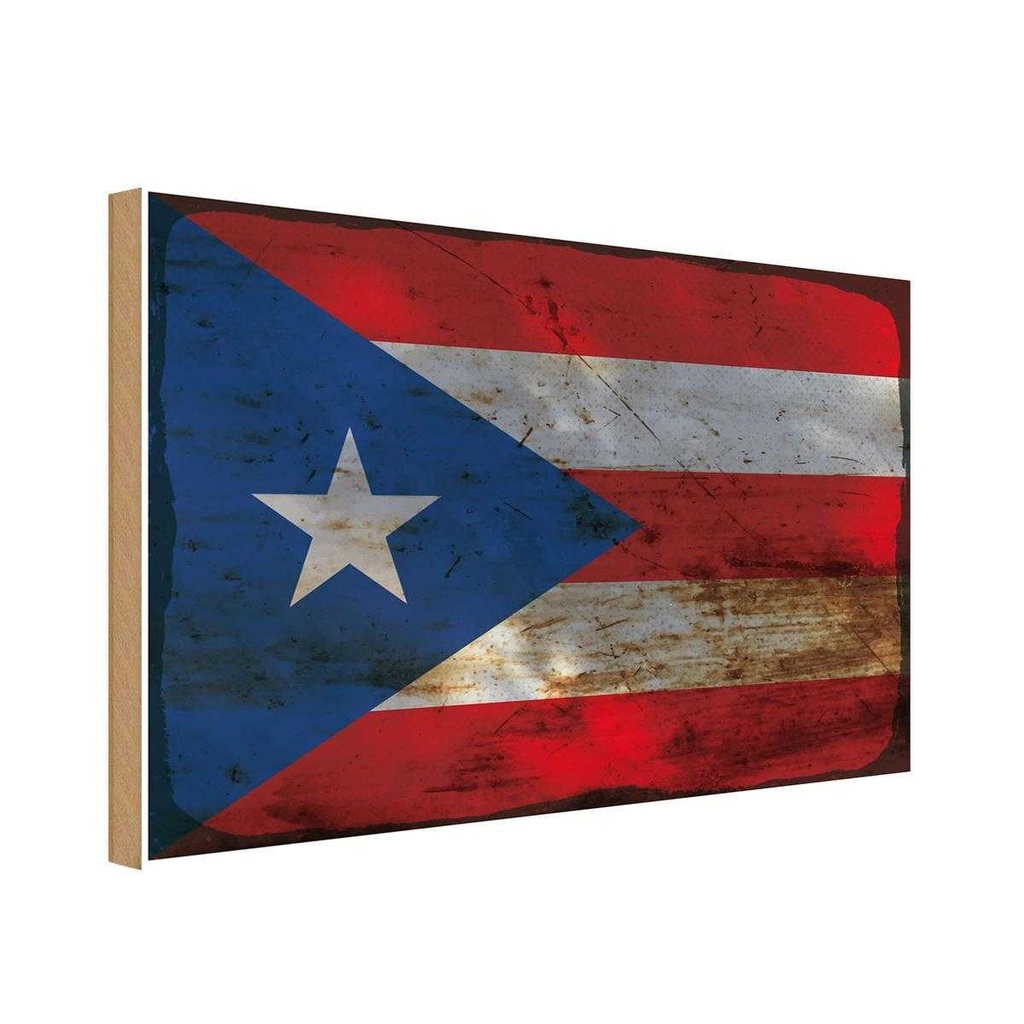 Holzschild 12x18 cm Puerto Rico Rost Straße Stadt