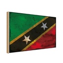 Holzschild 12x18 cm St. Kitts und Nevis Rost Flagge Fahne Wappen