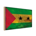 Holzschild 12x18 cm São Tomé und Príncipe Rost Flagge Fahne Wappen