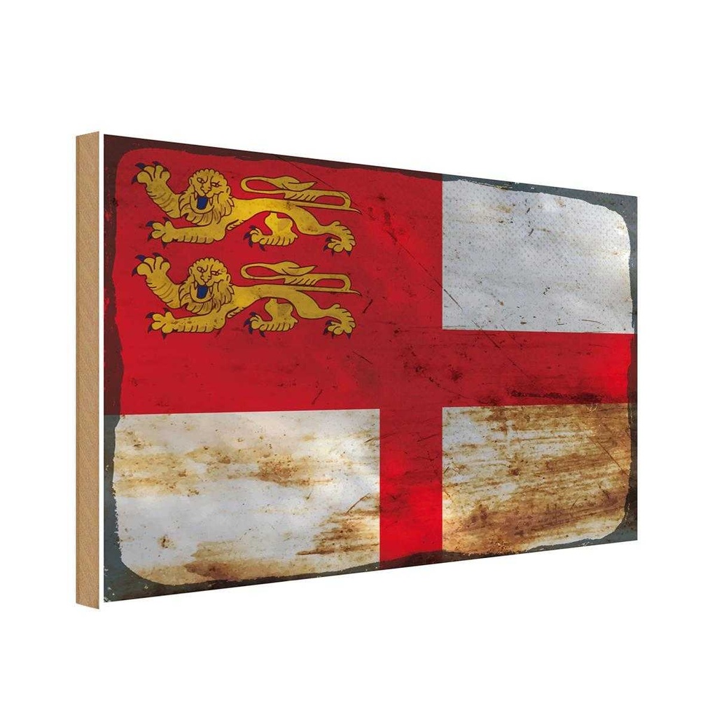 Holzschild 12x18 cm Sark Rost Flagge Fahne Wappen