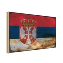 Holzschild 12x18 cm Serbien Serbia Rost Flagge Fahne Wappen