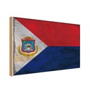 Holzschild 12x18 cm Sint Maarten Rost Flagge Fahne Wappen