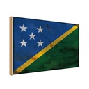 Holzschild 12x18 cm Salomonen Solomon Islands Rost Flagge Fahne Wappen
