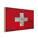 Holzschild 12x18 cm Schweiz Switzerland Rost Flagge Fahne Wappen
