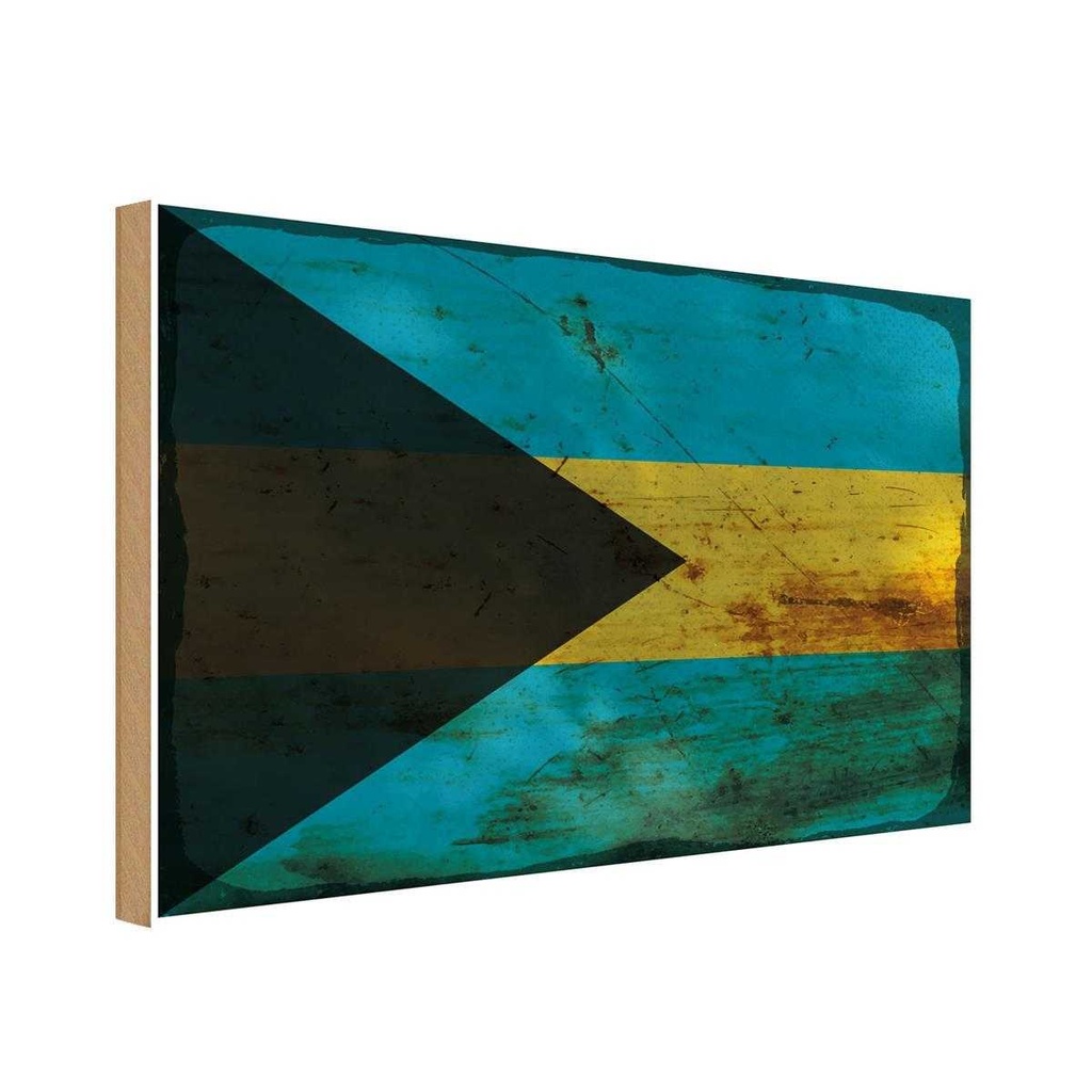 Holzschild 12x18 cm Bahama Bahamas Rost Flagge Fahne Wappen
