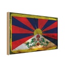 Holzschild 12x18 cm Tibet Rost Flagge Fahne Wappen