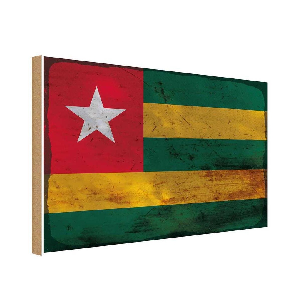 Holzschild 12x18 cm Togo Rost Flagge Fahne Wappen