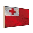 Holzschild 12x18 cm Tonga Rost Flagge Fahne Wappen