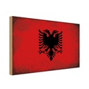 Holzschild 12x18 cm Albanien Albania Vintage Flagge Fahne Wappen