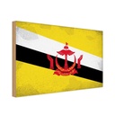 Holzschild 12x18 cm Brunei Vintage Flagge Fahne Wappen