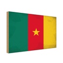 Holzschild 12x18 cm Kamerun Cameroon Vintage Flagge Fahne Wappen