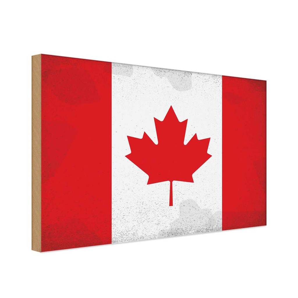 Holzschild 12x18 cm Kanada Canada Vintage Flagge Amerika USA