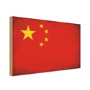 Holzschild 12x18 cm China Vintage Flagge Fahne Wappen