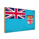 Holzschild 12x18 cm Fidschi Fiji Vintage Flagge Fahne Wappen