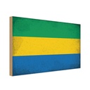 Holzschild 12x18 cm Gabun Gabon Vintage Flagge Fahne Wappen