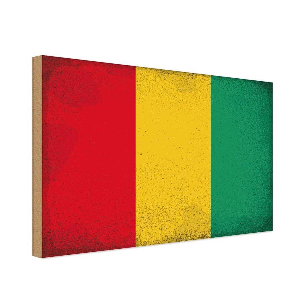 Holzschild 12x18 cm Guinea Vintage Flagge Fahne Wappen