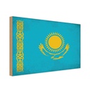 Holzschild 12x18 cm Kasachstan Kazakhstan Vintage Flagge Fahne Wappen