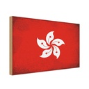 Holzschild 12x18 cm Hongkong Hong Kong Vintage Flagge Fahne Wappen
