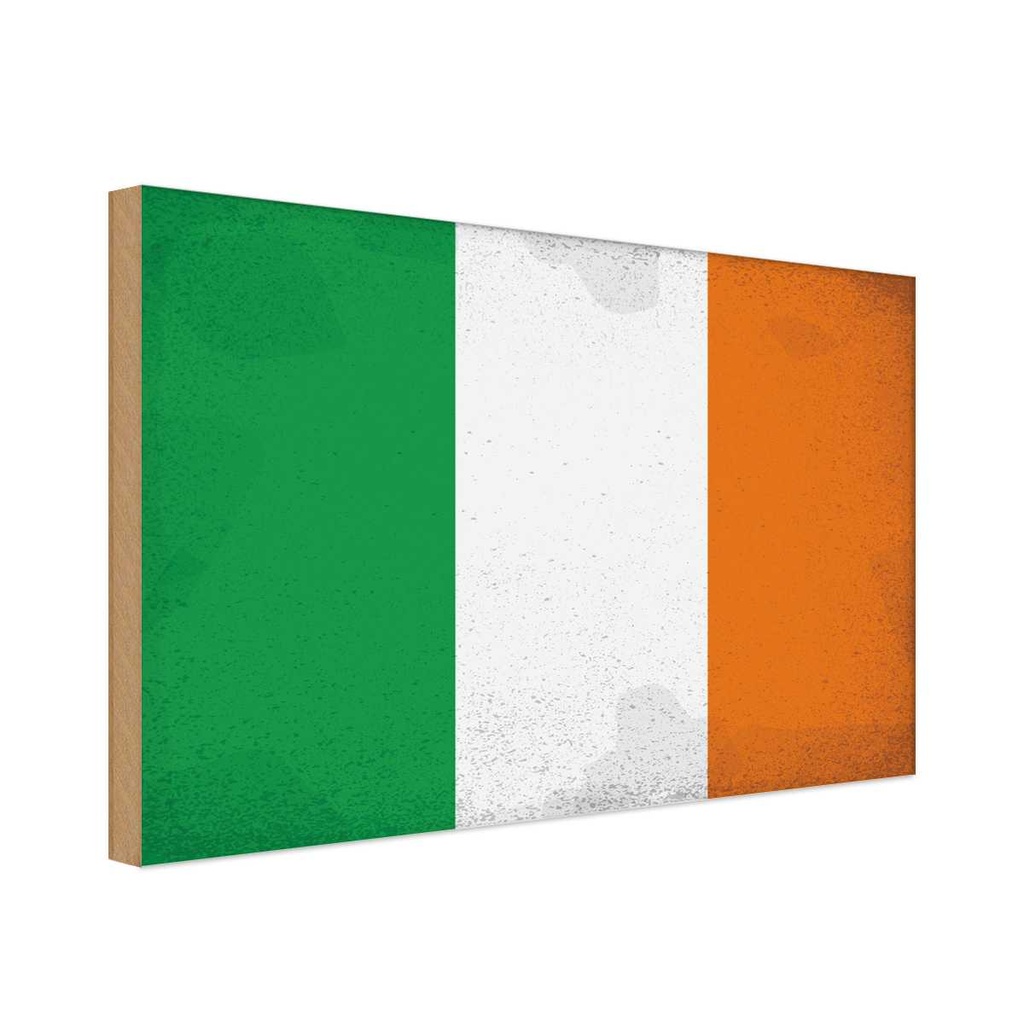 Holzschild 12x18 cm Irland Ireland Vintage Flagge Fahne Wappen