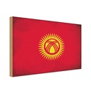 Holzschild 12x18 cm Kirgisistan Kyrgyzstan Vintage Flagge Fahne Wappen