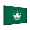 Holzschild 12x18 cm Macau Vintage Flagge Fahne Wappen