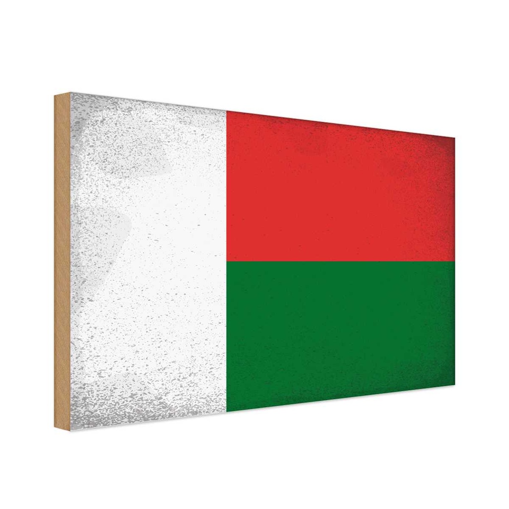 Holzschild 12x18 cm Madagaskar Madagascar Vintage Flagge Fahne Wappen