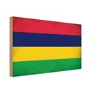 Holzschild 12x18 cm Mauritius Vintage Flagge Fahne Wappen
