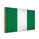 Holzschild 12x18 cm Nigeria Vintage Flagge Fahne Wappen