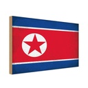 Holzschild 12x18 cm Nordkorea North Korea Vintage Flagge Fahne Wappen