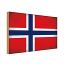 Holzschild 12x18 cm Norwegen Norway Vintage Flagge Fahne Wappen