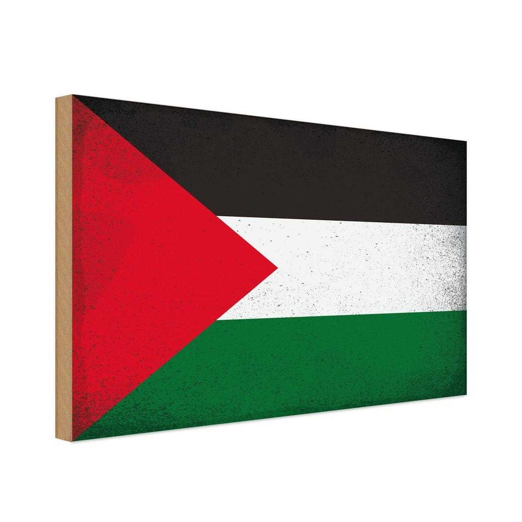 Holzschild 12x18 cm Palästina Palestine Vintage Flagge Fahne Wappen