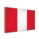 Holzschild 12x18 cm Peru Vintage Flagge Fahne Wappen