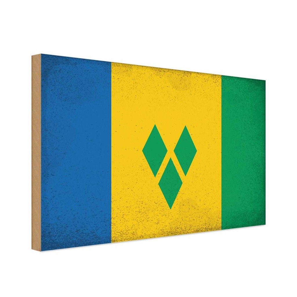 Holzschild 12x18 cm Saint Vincent Grenadinen Vintage Abenteuer Reisen