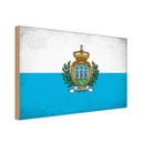 Holzschild 12x18 cm San Marino Vintage Flagge Fahne Wappen