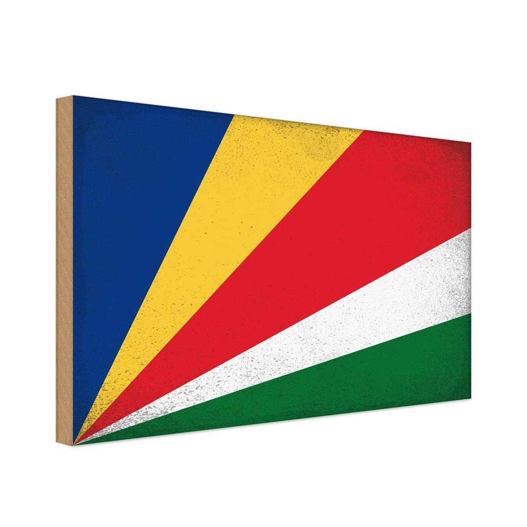 Holzschild 12x18 cm Seychellen Seychelles Vintage Flagge Fahne Wappen