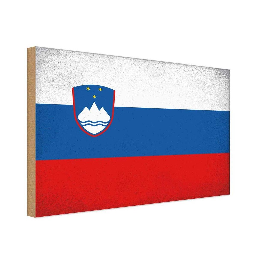 Holzschild 12x18 cm Slowenien Slovenia Vintage Flagge Fahne Wappen