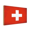 Holzschild 12x18 cm Schweiz Switzerland Vintage Flagge Fahne Wappen