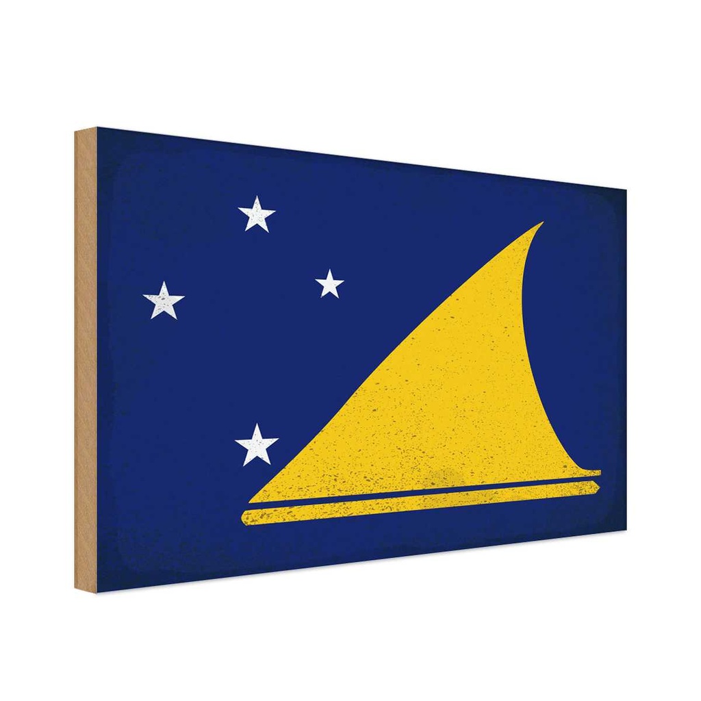 Holzschild 12x18 cm Tokelau Vintage Flagge Fahne Wappen