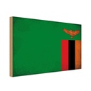 Holzschild 12x18 cm Sambia Zambia Vintage Flagge Fahne Wappen