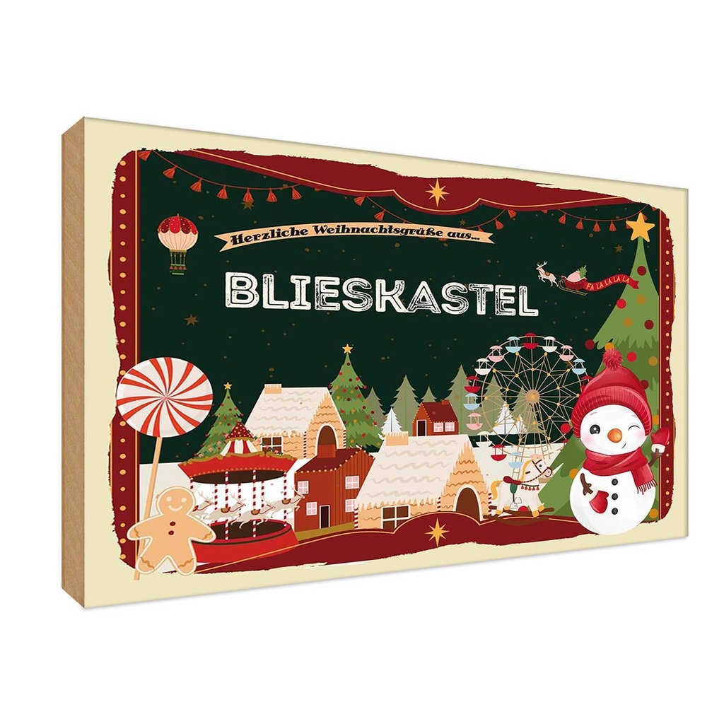 Holzschild 12x18 cm Weihnachten BLIESKASTEL