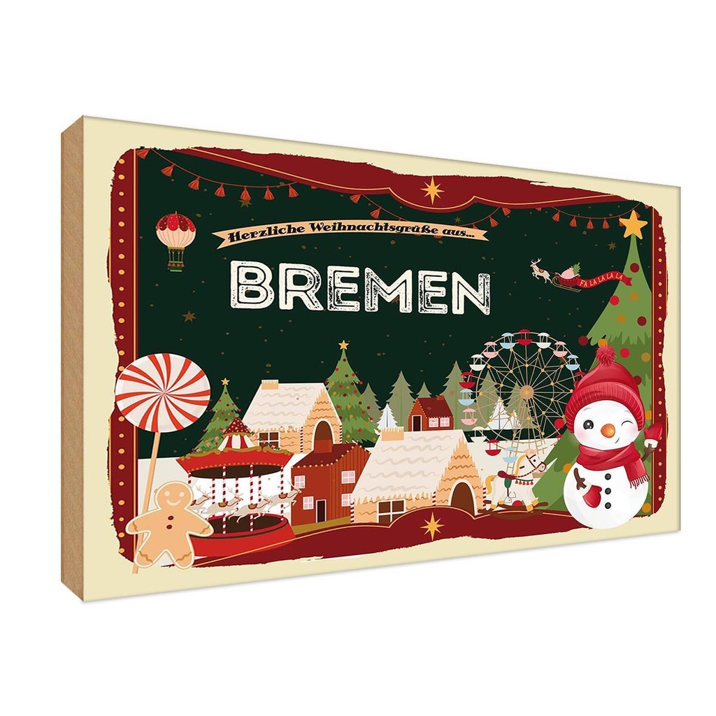 Holzschild 12x18 cm Weihnachten aus BREMEN