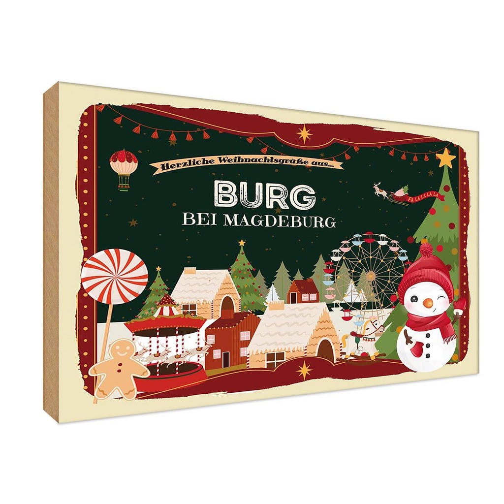 Holzschild 12x18 cm Weihnachten aus BURG bei MAGDEBURG