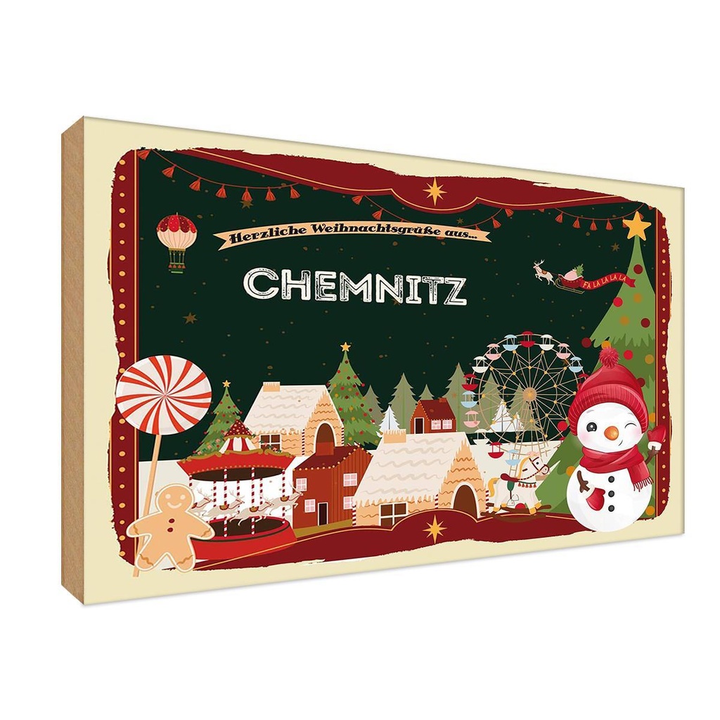 Holzschild 12x18 cm Weihnachten CHEMNITZ