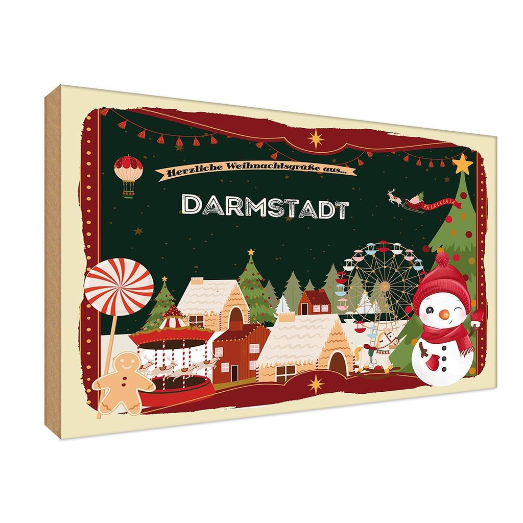 Holzschild 12x18 cm Weihnachten DARMSTADT