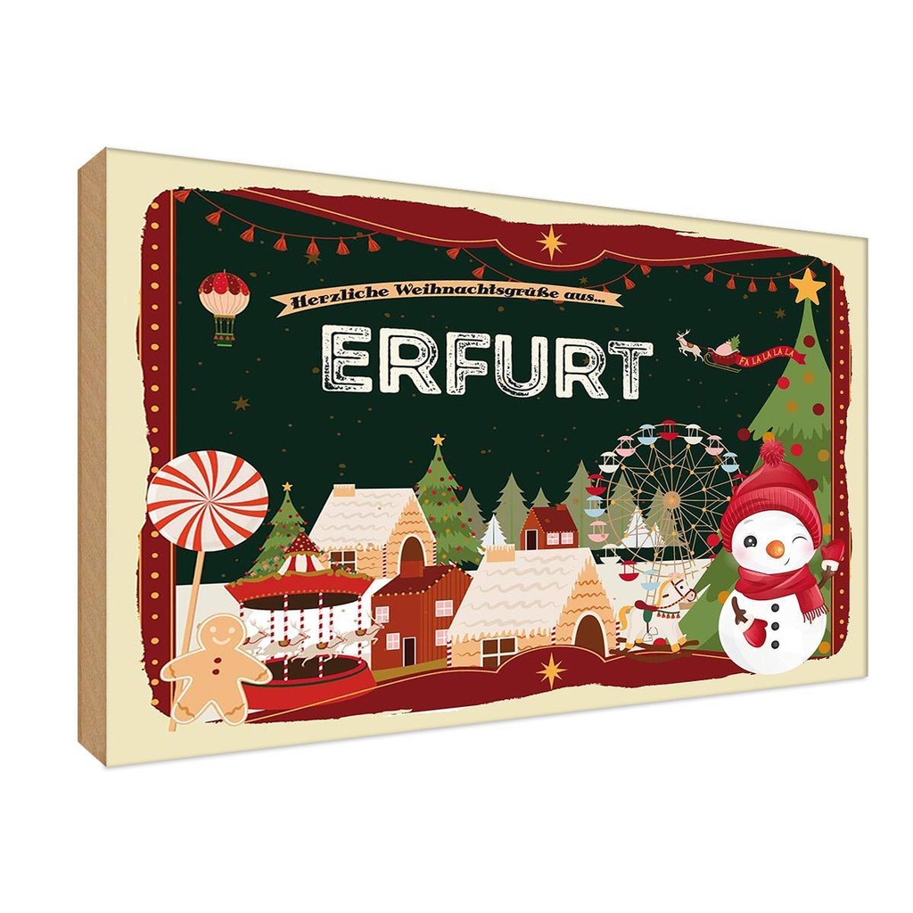 Holzschild 12x18 cm Weihnachten aus ERFURT