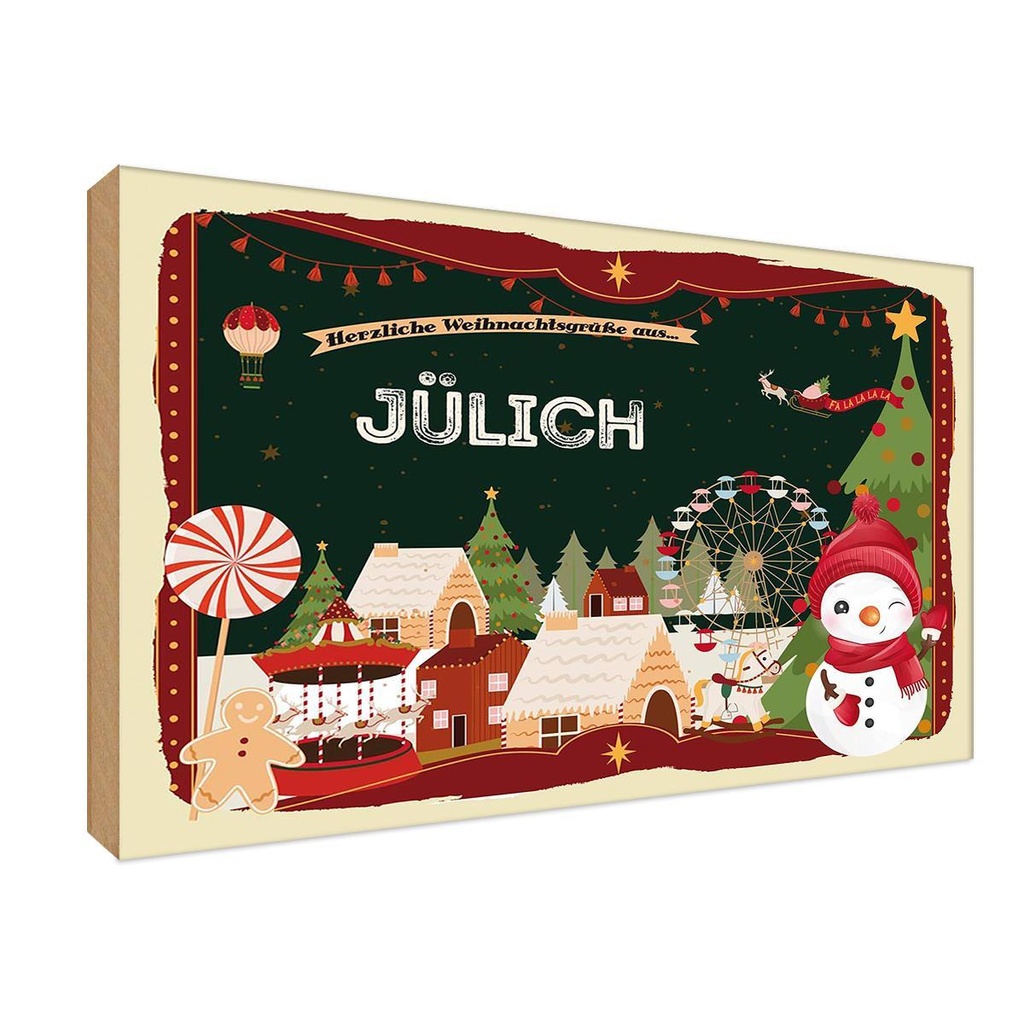 Holzschild 12x18 cm Weihnachtenaus JÜLICH Weihnachten