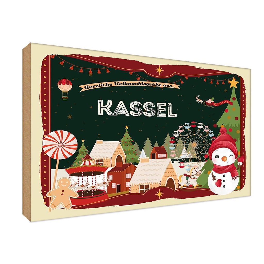 Holzschild 12x18 cm Weihnachten aus KASSEL