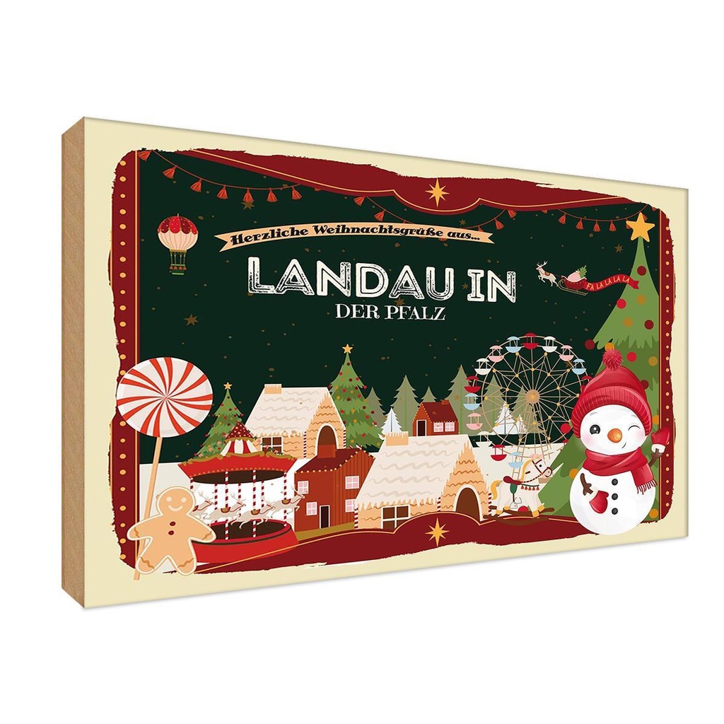 Holzschild 12x18 cm Weihnachten LANDAU IN DER PFALZ
