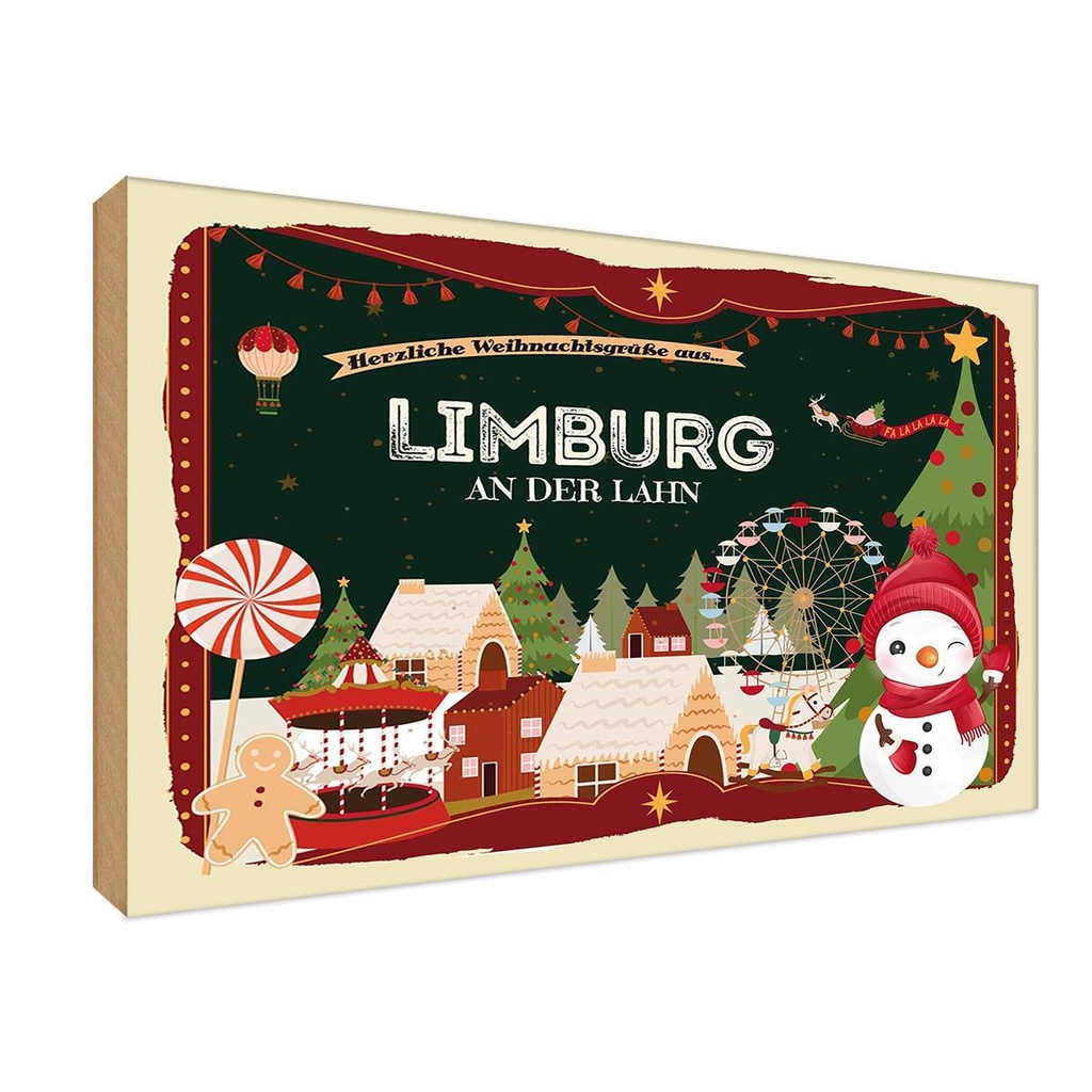 Holzschild 12x18 cm Weihnachten LIMBURG AN DER LAHN